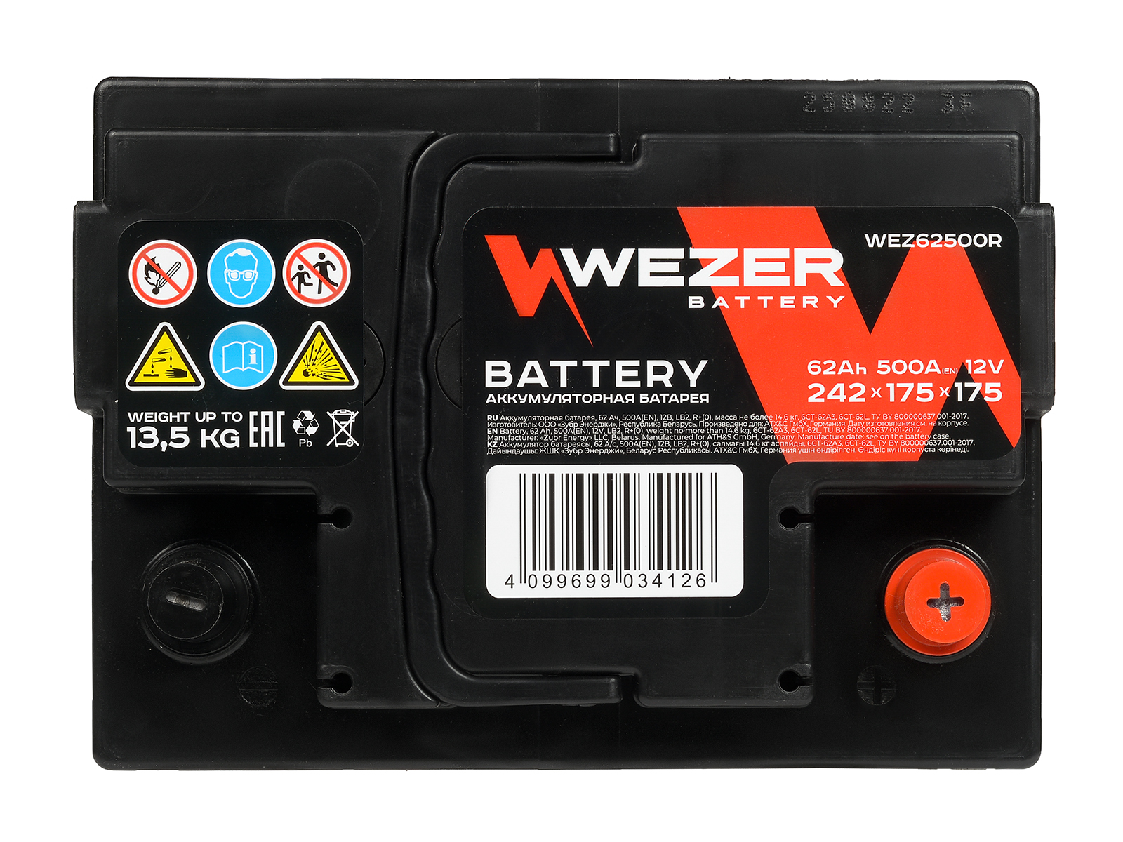WEZER Batterie 62Ah 500A (R)